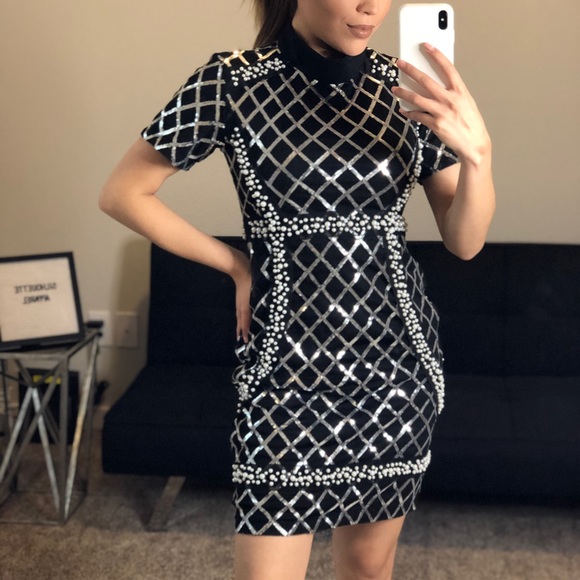 Black Pearls and Sequence embroidery Dress 👗 - Picture 2 of 5